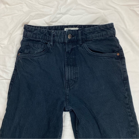 Zara Blue Straight Leg High-waisted Denim Pants 25 - Picture 4 of 4